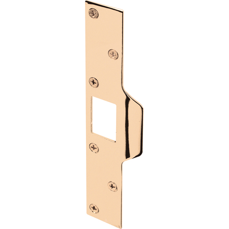 PRIME-LINE Maximum Security Latch Strike, 1-1/4 in. x 7-7/8 in., Steel, Brass Plated Single Pack U 9426